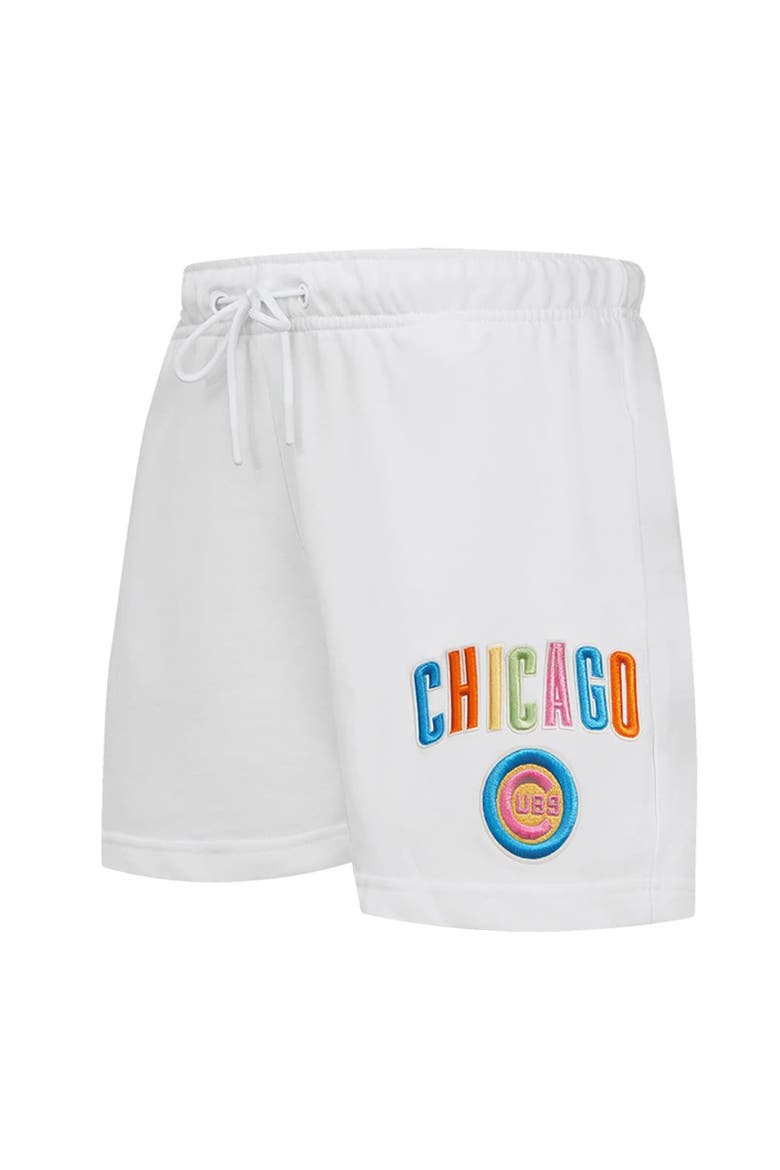 Women's Pro Standard  White Chicago Cubs Washed Neon Shorts, Alternate, color, White