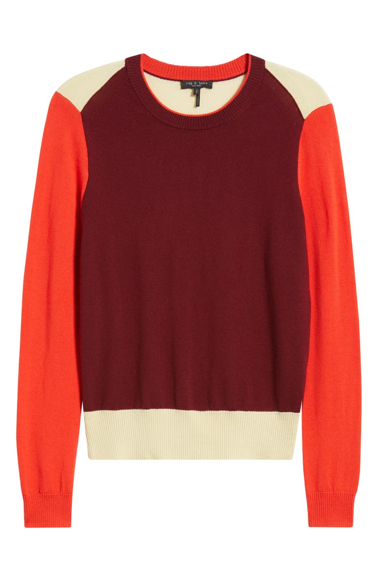 rag & bone Taron Colorblock Wool Sweater, Alternate, color, Burgundy Multi