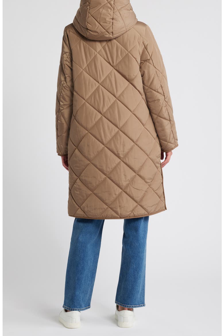 Cozy Diamond Quilted Faux Shearling Lined Coat, Alternate, color, KHAKI