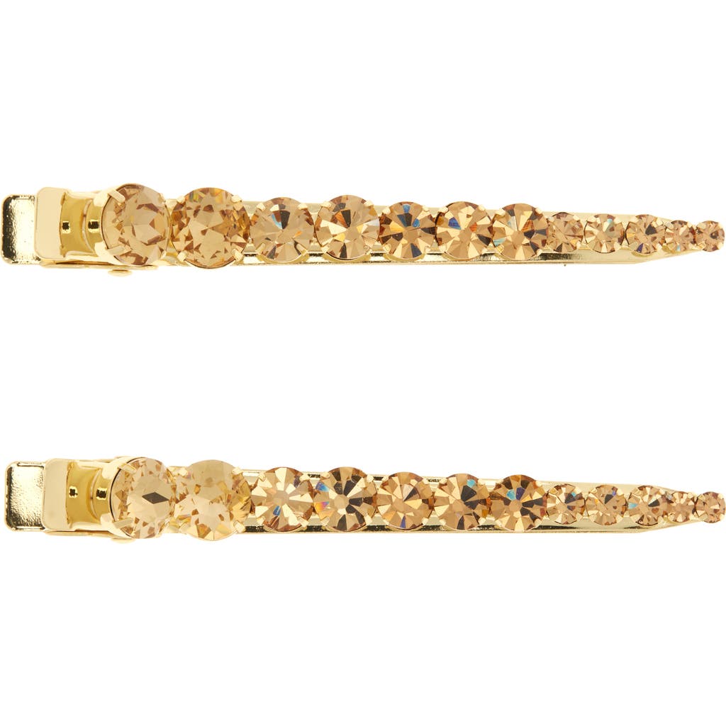 Jennifer Behr Giada Set Of 2 Crystal Embellished Alligator Clips In Golden