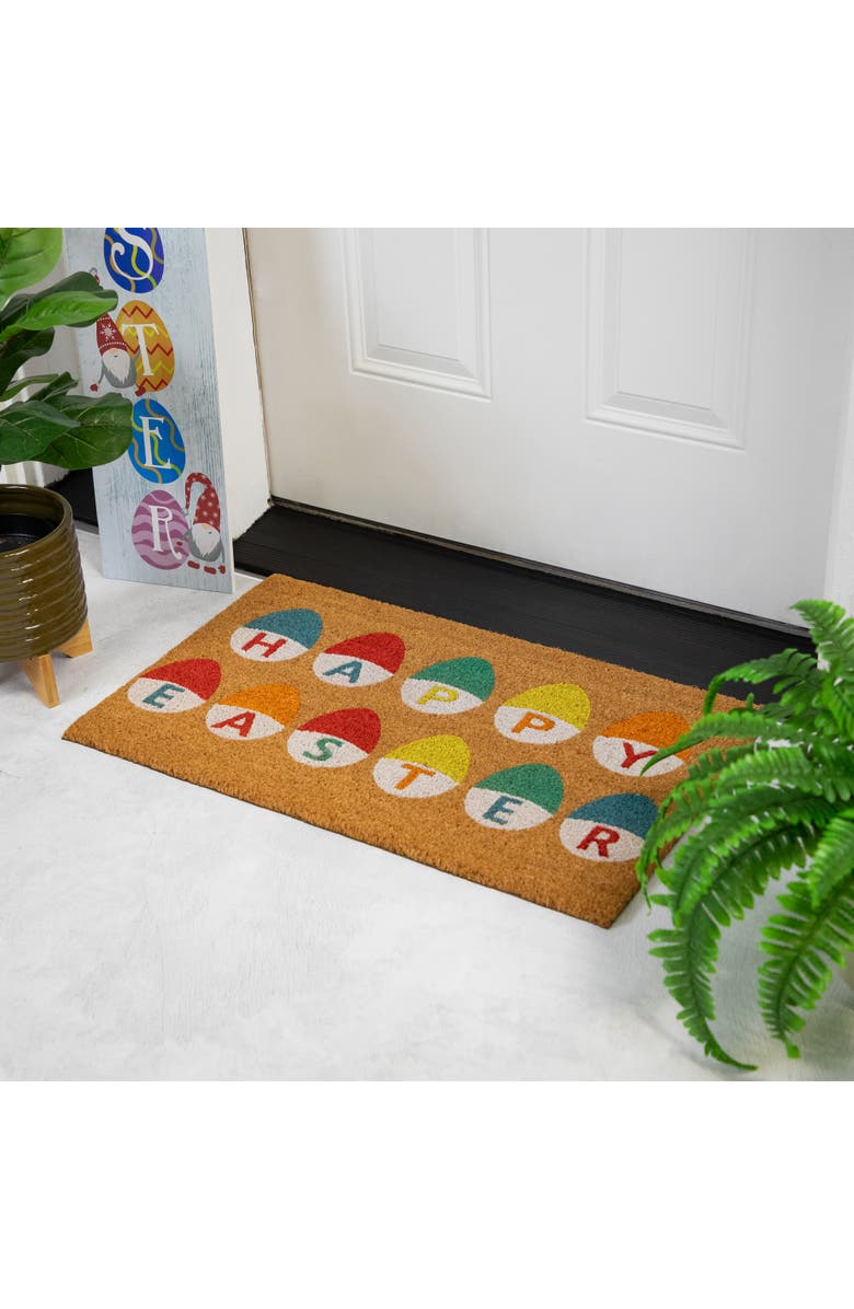 Northlight Natural Coir Happy Easter Egg Outdoor Doormat 18" x 30", Alternate, color, Multi