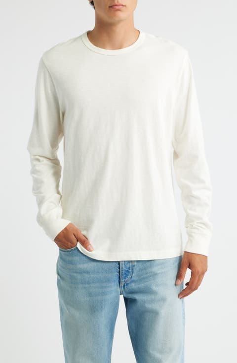 Long Sleeve Slub Cotton Crewneck T-Shirt