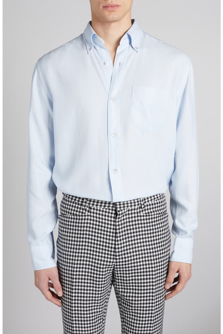 Fluid Fit Button-Down Shirt, Main, color, PALE BLUE