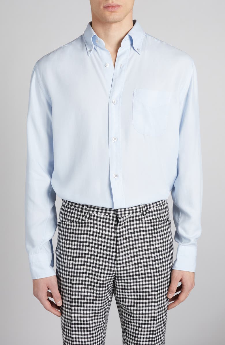 TOM FORD Fluid Fit Button-Down Shirt, Main, color, Pale Blue