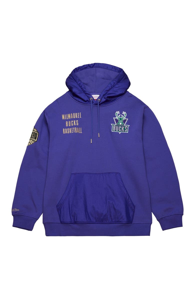 Mitchell & Ness Men's Mitchell & Ness Purple Milwaukee Bucks  Team OG 2.0 Vintage Logo Fleece Pullover Hoodie, Alternate, color, 