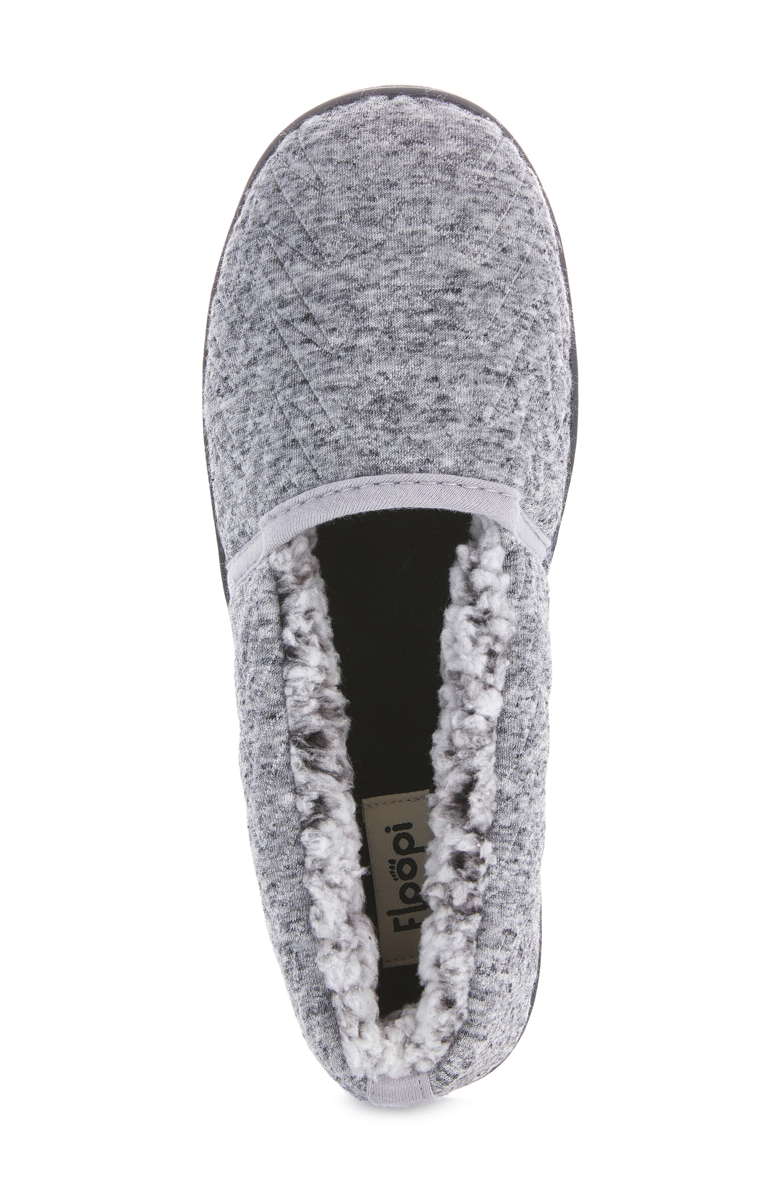 FLOOPI Chloe Quilt Fleece Slipper, Alternate, color, Black