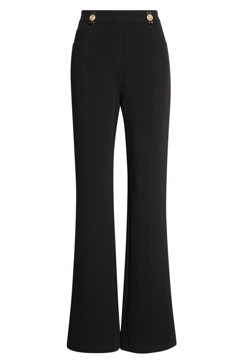 Mallie High Waist Bootcut Pants, Alternate, color, BLACK