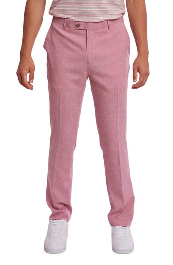 Paisley & Gray Downing Slim Flat Front Crosshatch Dress Pants In Pink