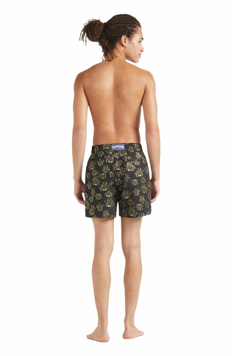 Vilebrequin Men
s Jacquard Ronde des Tortues Swim Trunks, Alternate, color, Noir