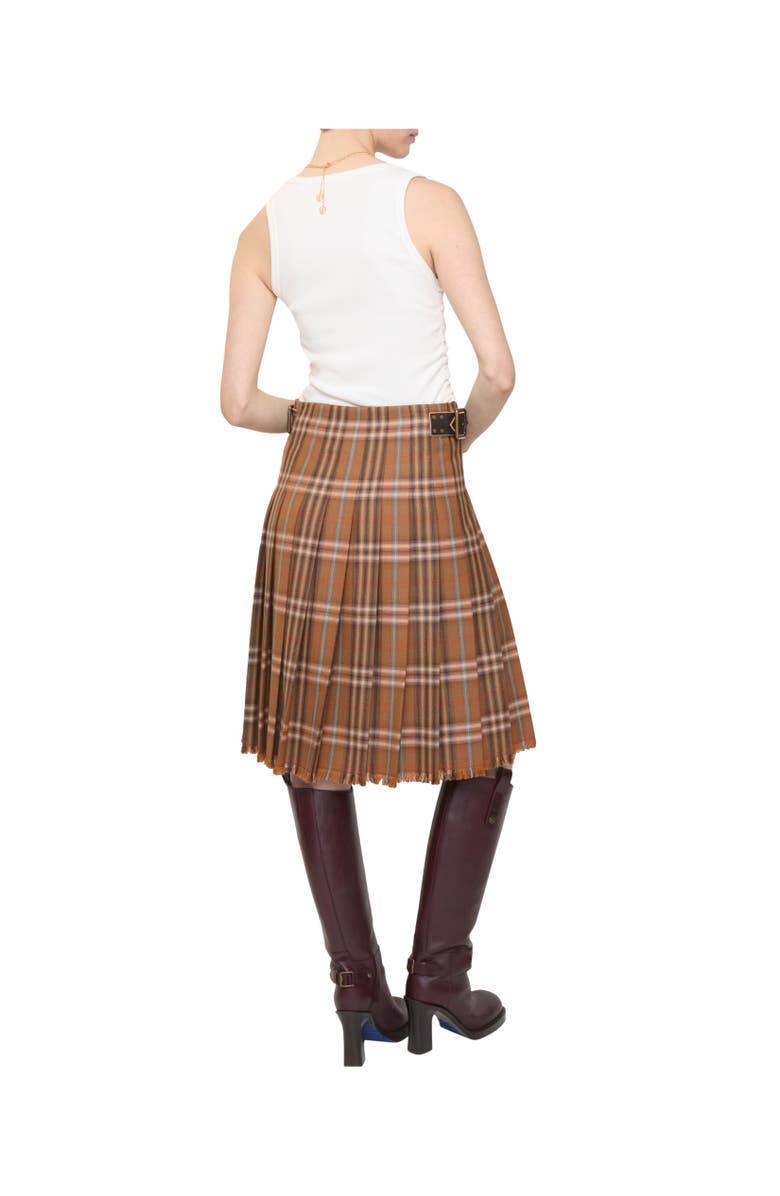 Burberry Check Wool Kilt, Alternate, color, Ginger Orange