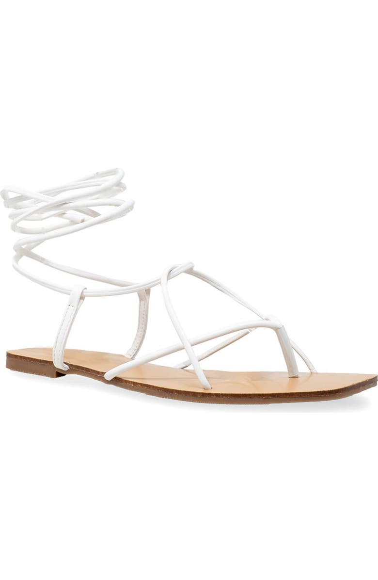 CHASE AND CHLOE Eve Ankle Wrap Sandal, Main, color, White Pu