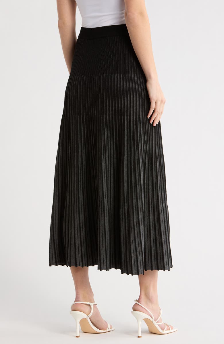 MAX STUDIO Pleated Sweater Midi Skirt, Alternate, color, Black/ Grey