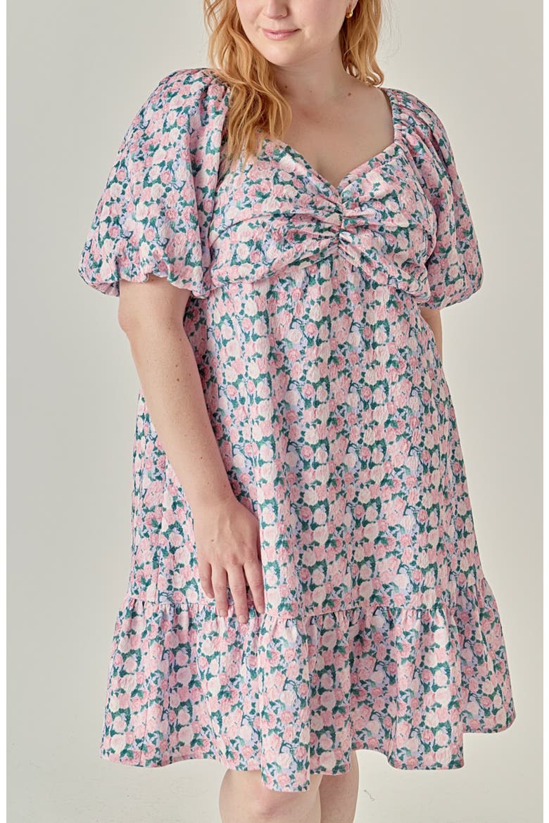 Floral Puff Sleeve Minidress, Alternate, color, LILAC PINK