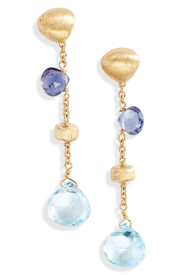 Paradise 18K Yellow Gold Iolite & Blue Topaz Short Drop Earrings, Main, color, GOLD