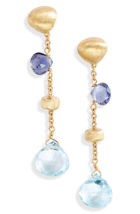Paradise 18K Yellow Gold Iolite & Blue Topaz Short Drop Earrings