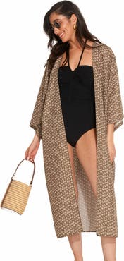 Gottex Beach Life Mika Short Sleeves Swim Cover Up Robe