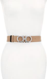 FERRAGAMO Reversible Gancini Calfskin Leather Belt