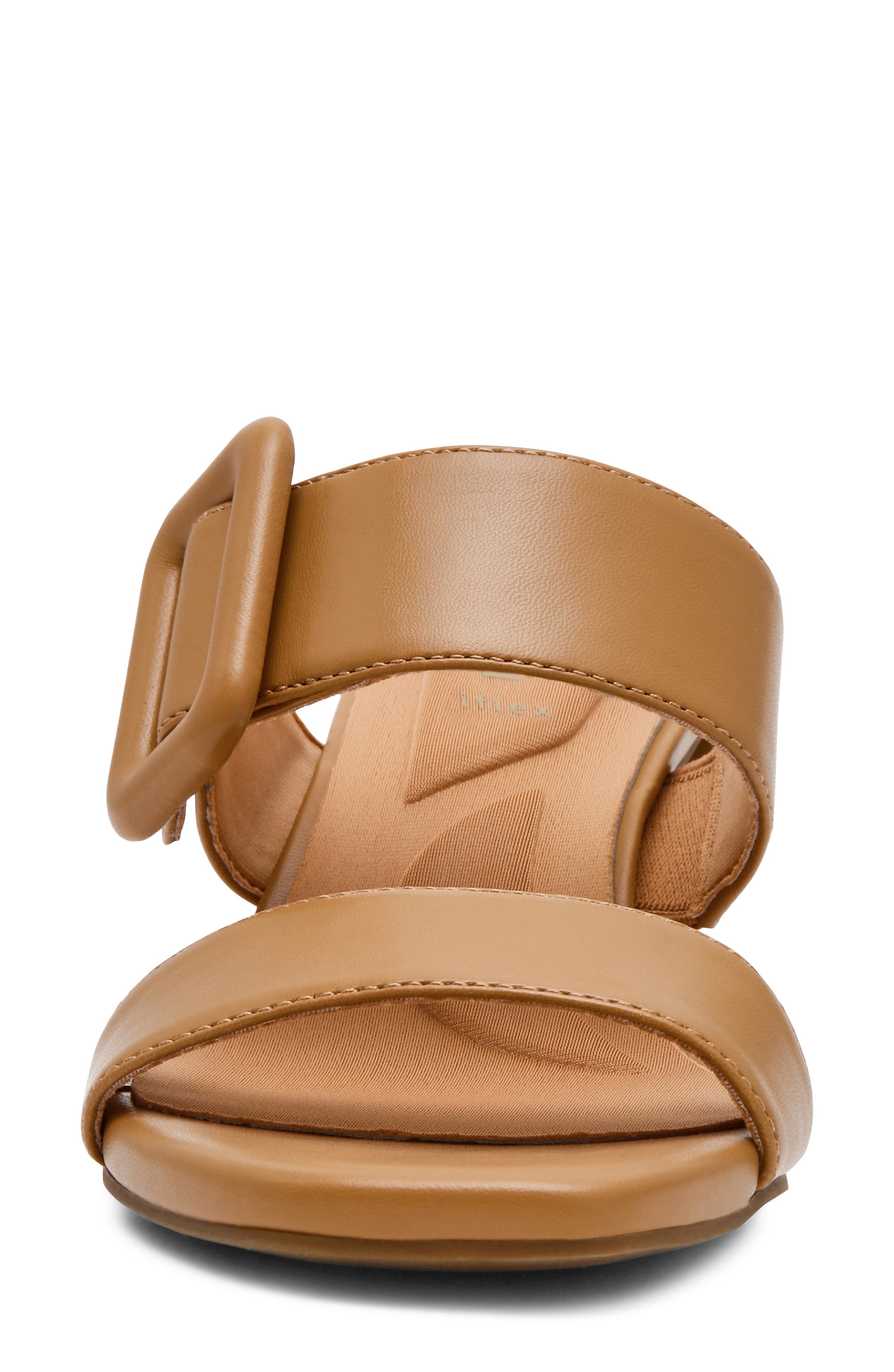Anne Klein Narita Buckle Strap Block Heel Sandal, Alternate, color, Sand