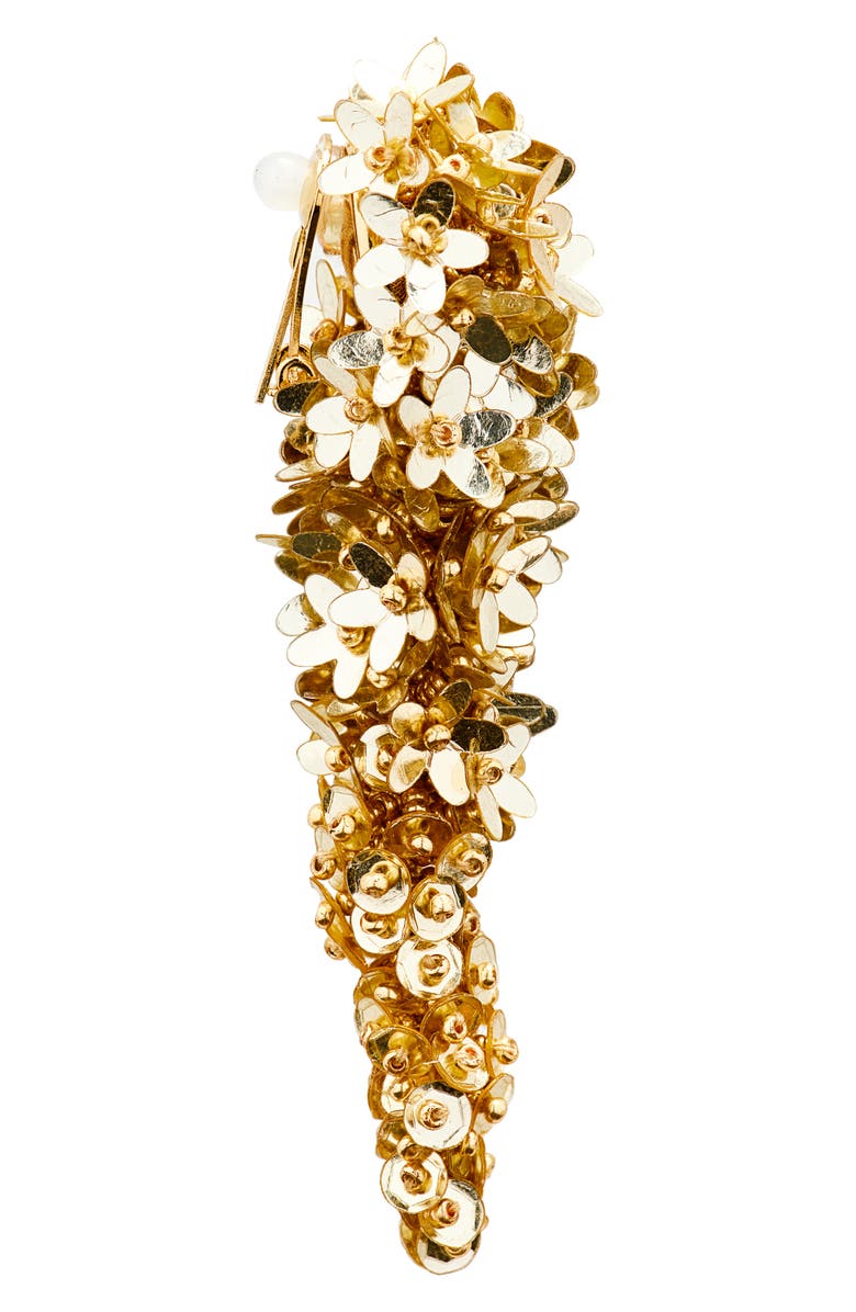 Oscar de la Renta Floral Bouquet Clip-On Earrings, Alternate, color, Yellow Gold