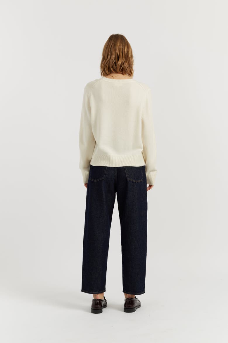 Wool-Cashmere Snoopy Embroidered Sweater, Alternate, color, Cream
