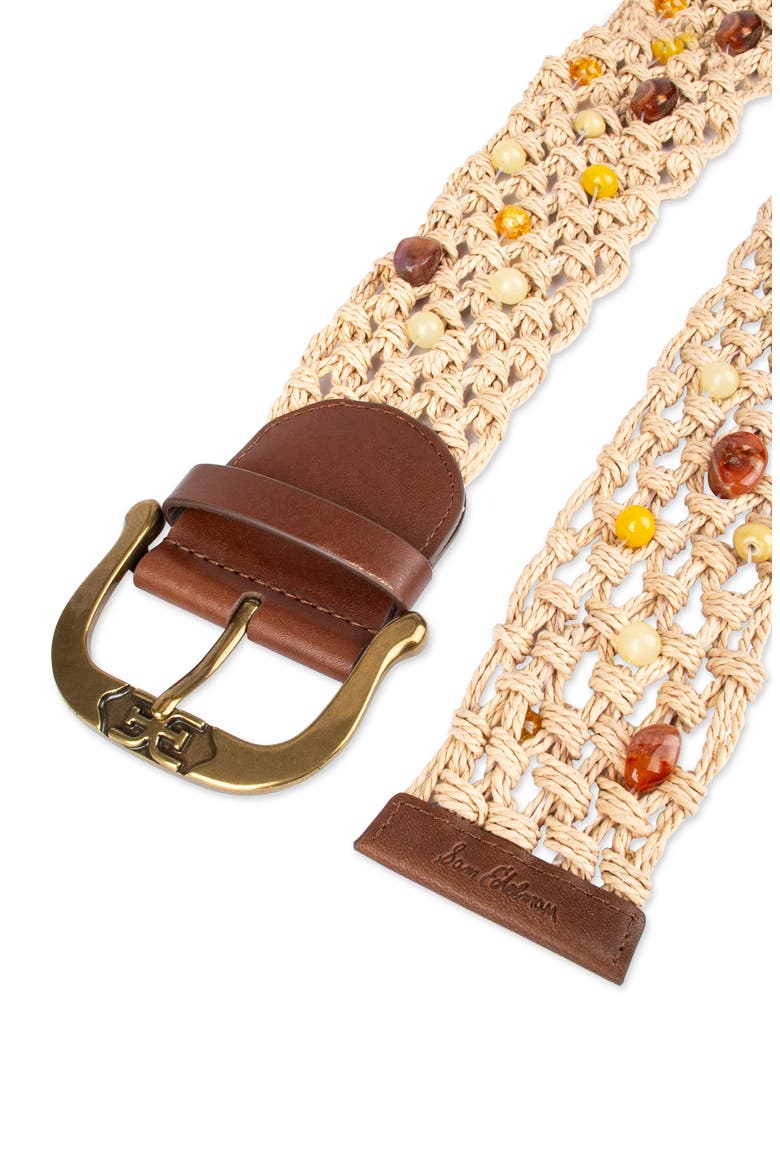 Bead Raffia Macramé Belt, Alternate, color, NATURAL