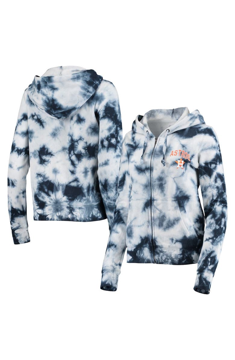 New Era Women's New Era Navy Houston Astros Tie-Dye Fleece Full-Zip Hoodie, Main, color, 