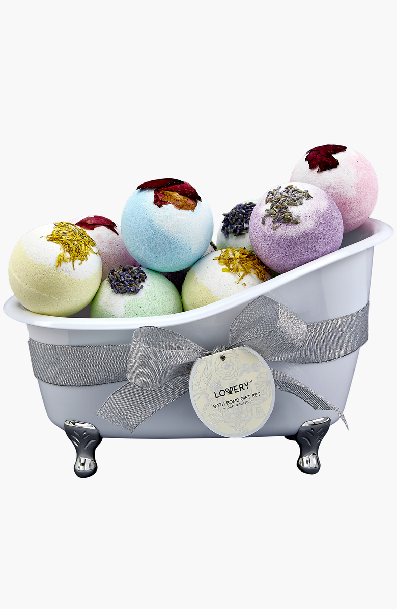 Lovery 10-Piece Bath Bombs Gift Set With Shea & Coco Butter, Main, color, Multicolor