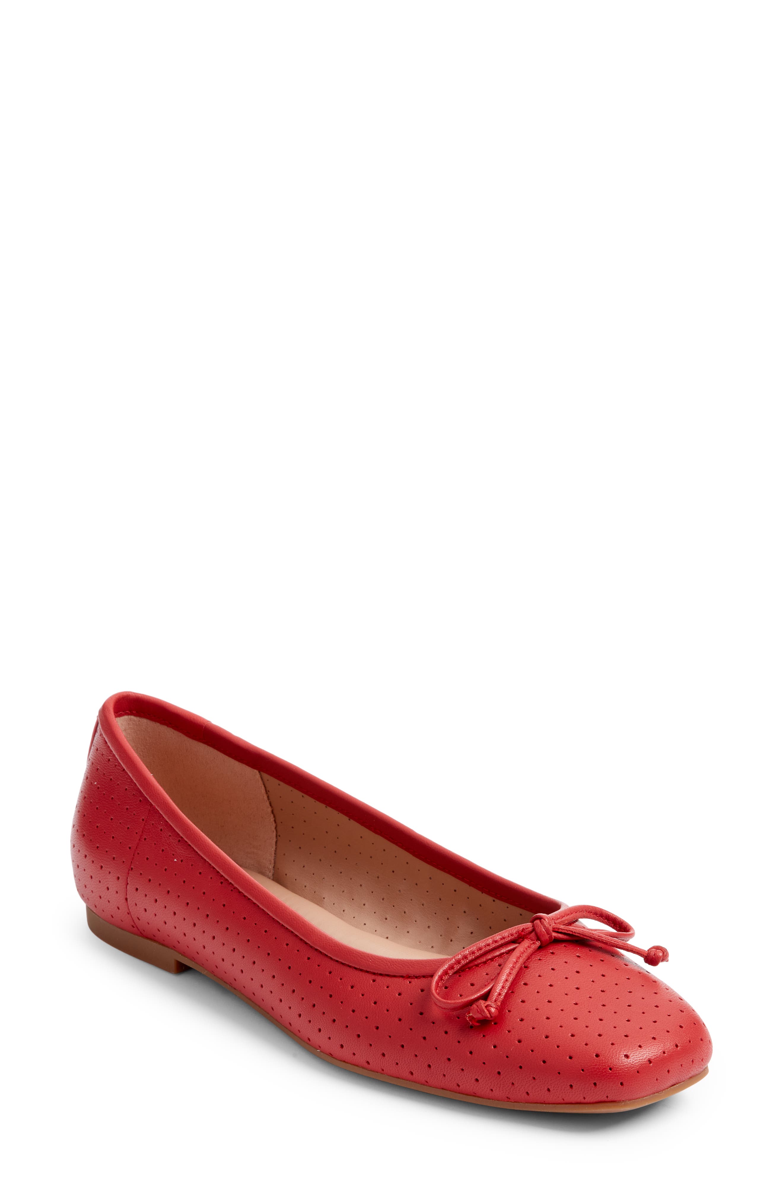 Ashton Perforated Ballet Flat, Main, color, RED POMPEII