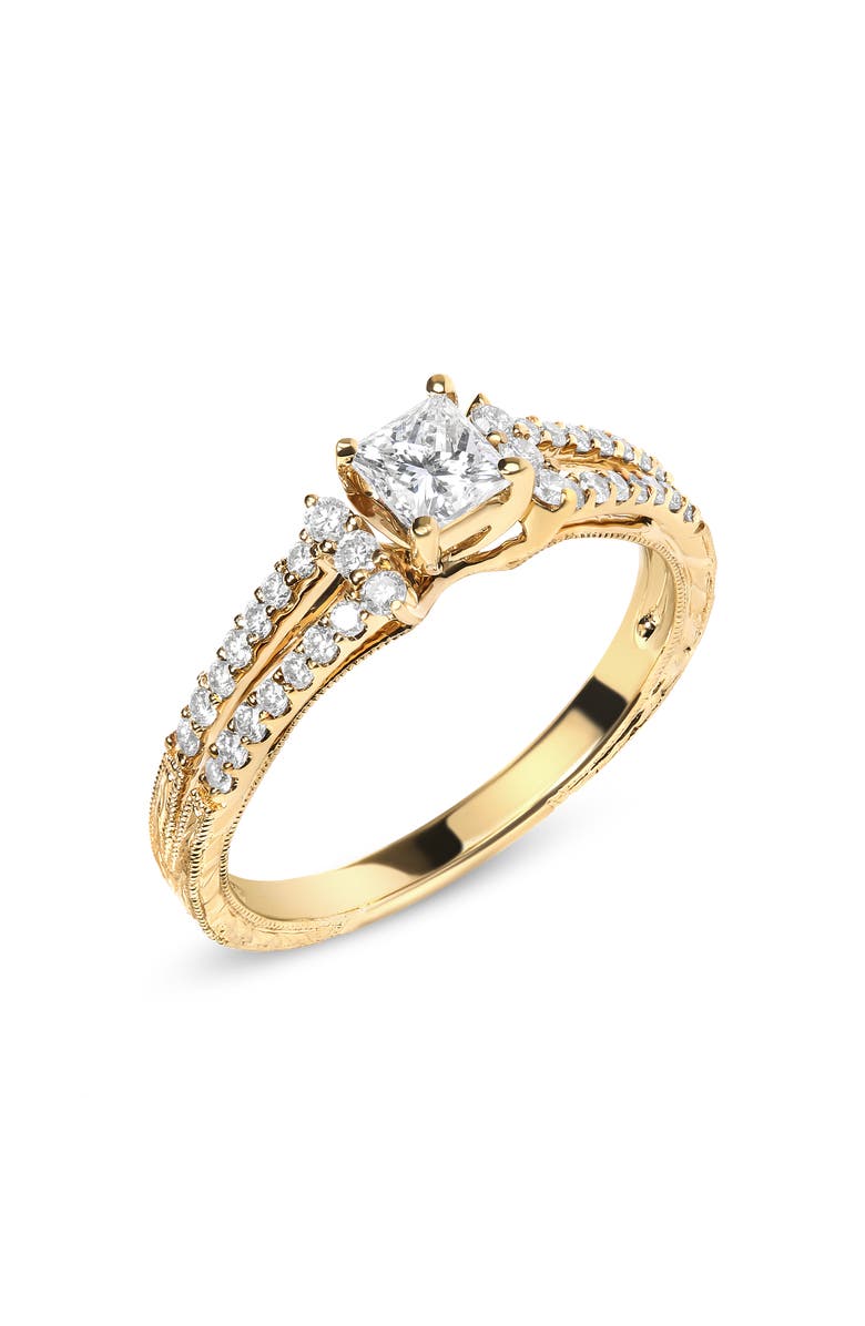 Haus of Brilliance 14K Yellow Gold Diamond 5/8 Cttw Diamond Split Shank and Milgrain Engagement Ring, Alternate, color, Yellow