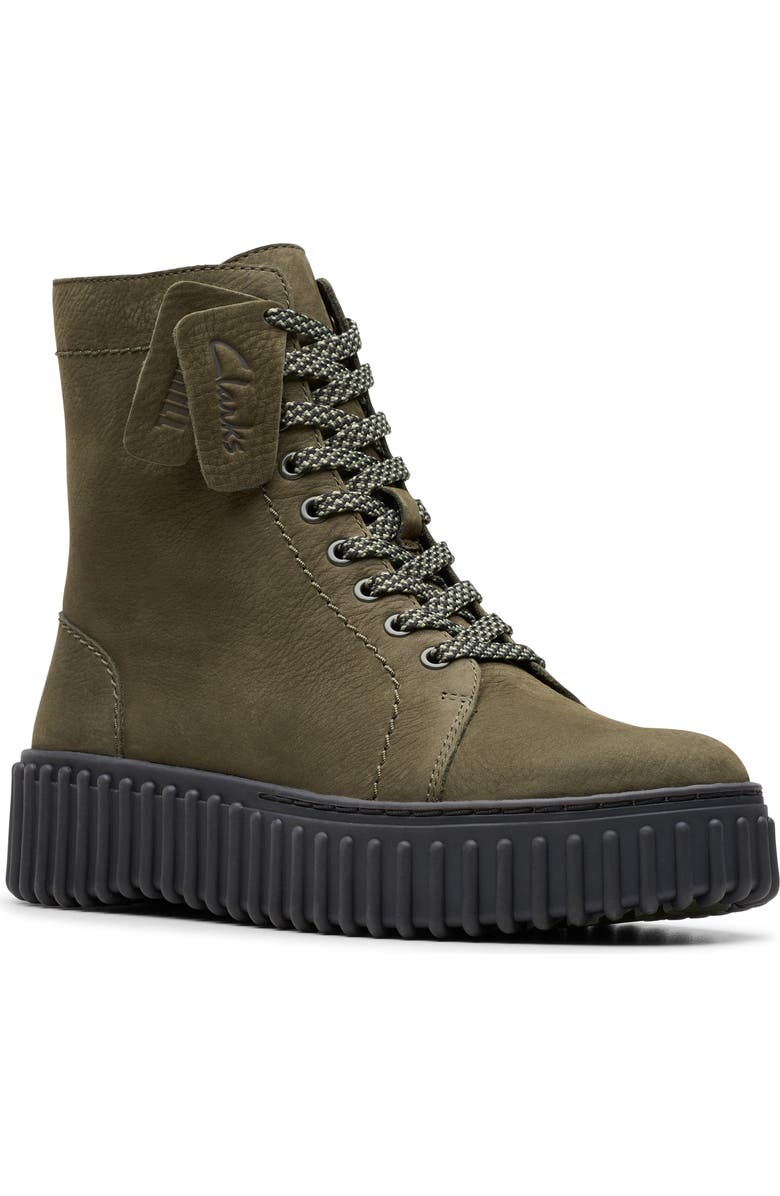 Clarks<sup>®</sup> Originals Torhill Rise Zip Combat Boot, Main, color, Dark Green Nub