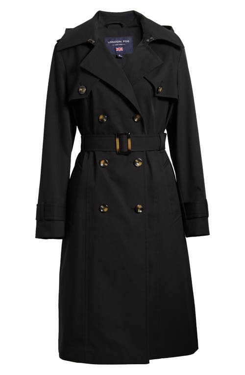 London Fog Double Breasted Trench Coat In Black