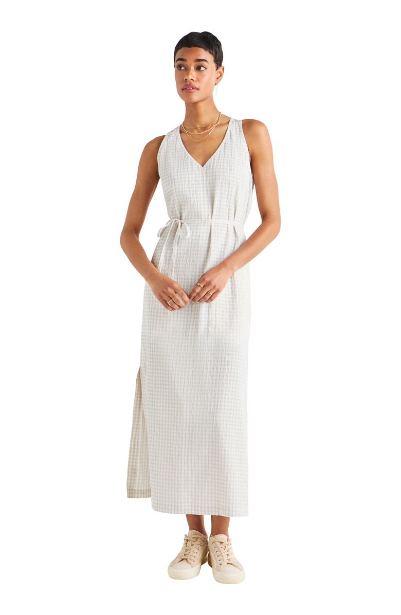 Splendid Loretta Gingham Seersucker Maxi Dress, Alternate, color, White Sand/White