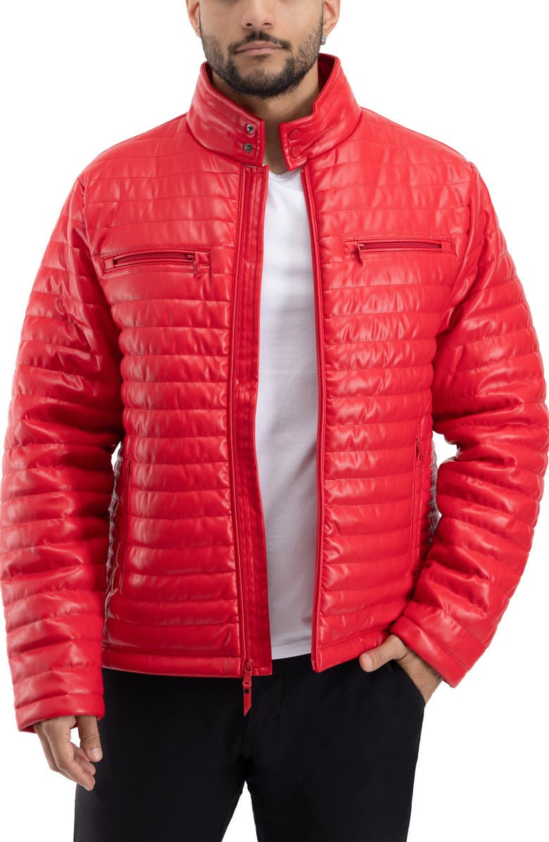 XRAY Faux Fur Lining Quilted Faux Leather Jacket, Alternate, color, Red
