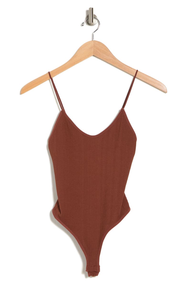 BDG Urban Outfitters Bungee Strap Rib Thong Bodysuit, Alternate, color, 
