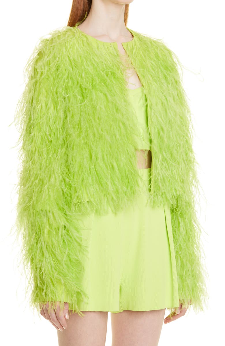 LAPOINTE Ostrich Feather Crop Jacket, Alternate, color, 
