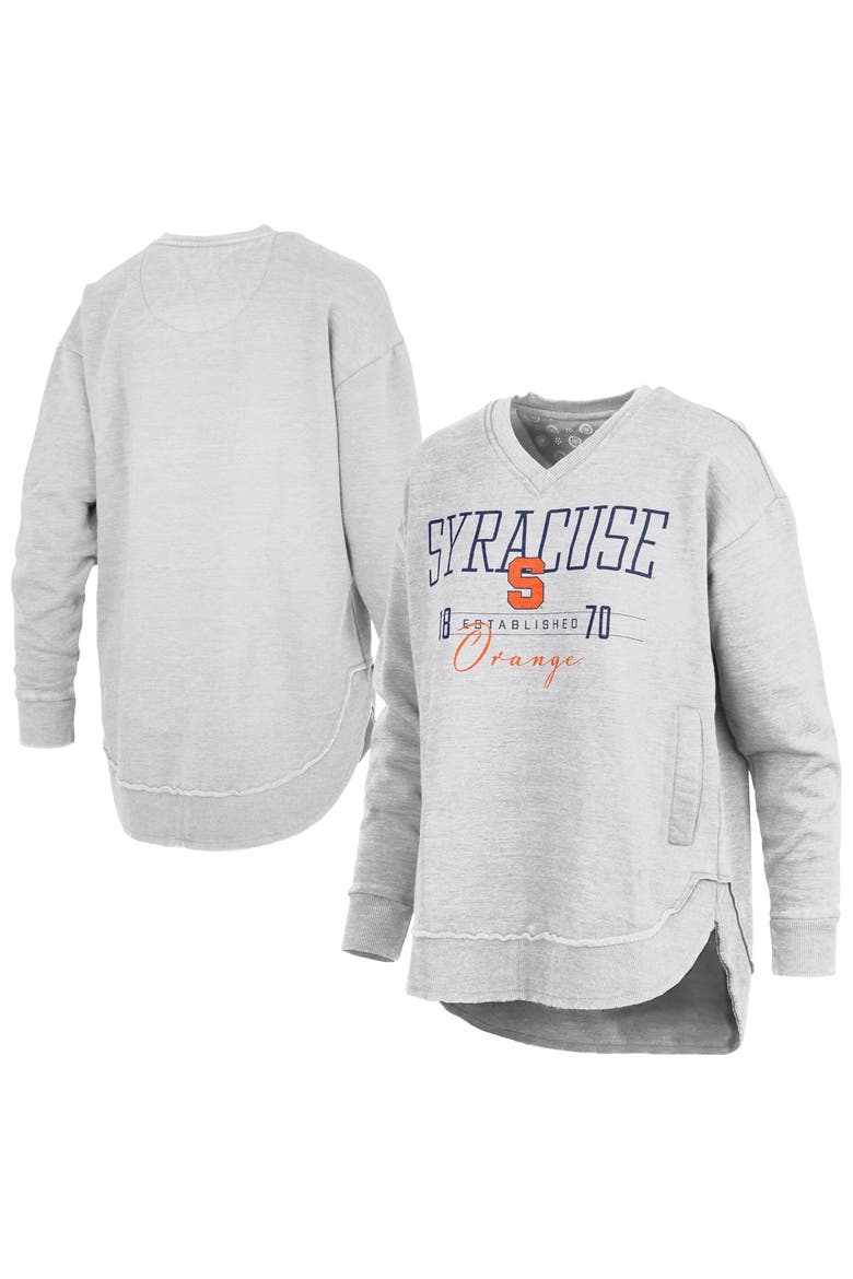 Women's Pressbox  Heather Gray Syracuse Orange Marcus East Hall Poncho V-Neck Sweatshirt, Main, color, Heather Gray