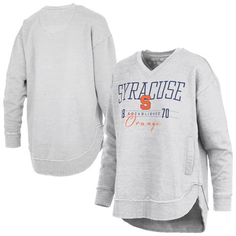 Women's Pressbox  Heather Gray Syracuse Orange Marcus East Hall Poncho V-Neck Sweatshirt