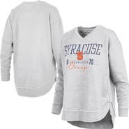 PRESSBOX Women's Pressbox Heather Gray Syracuse Orange Marcus East Hall Poncho V-Neck Sweatshirt