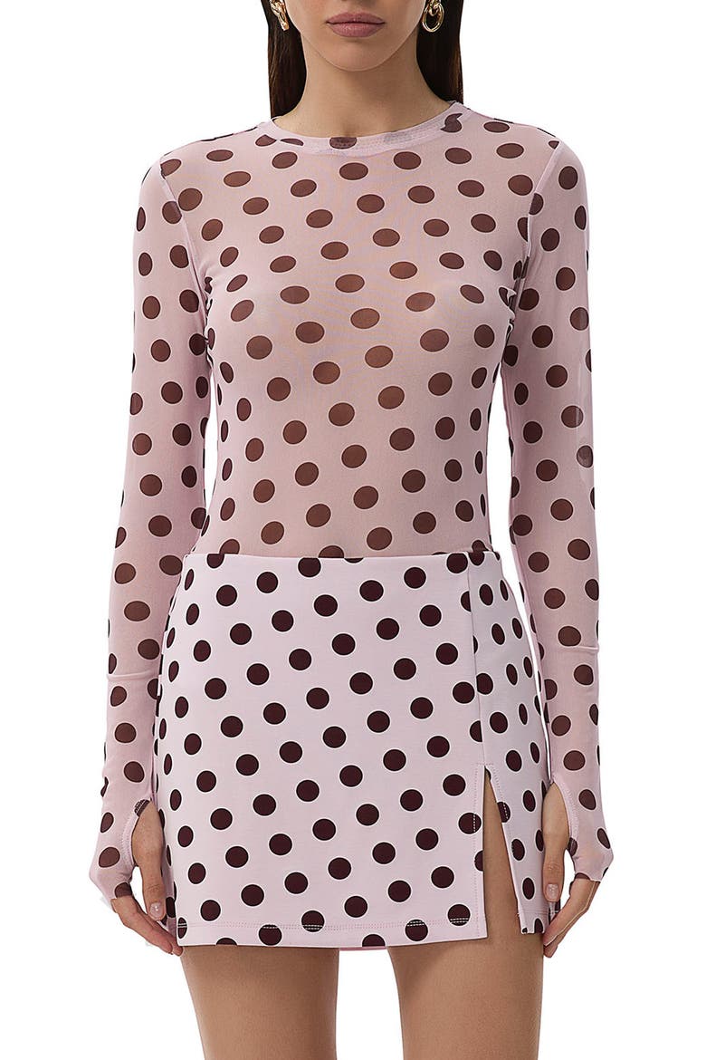 Kaylee Long Sleeve Mesh Top, Main, color, ROSE DOT