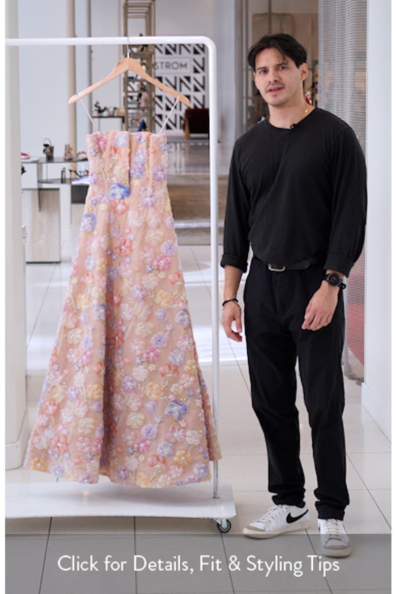 vivian beaded floral strapless maxi cocktail dress Vivian Beaded Floral Strapless Maxi Cocktail Dress (Women)