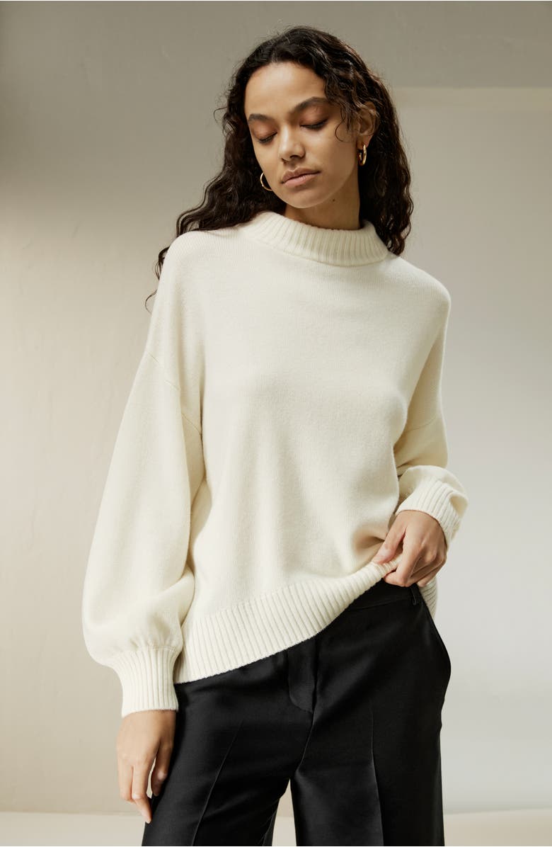 Lilysilk Drop shoulder Wool Sweater, Alternate, color, White