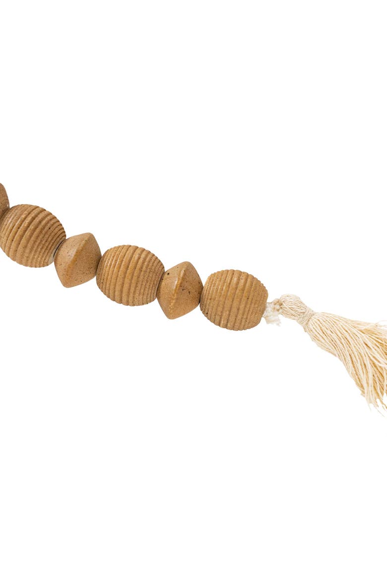 Ribbed Bead Garland Natural Wood & Cotton, Alternate, color, Brown