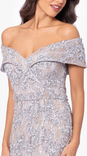 Off the Shoulder Embroidered Gown