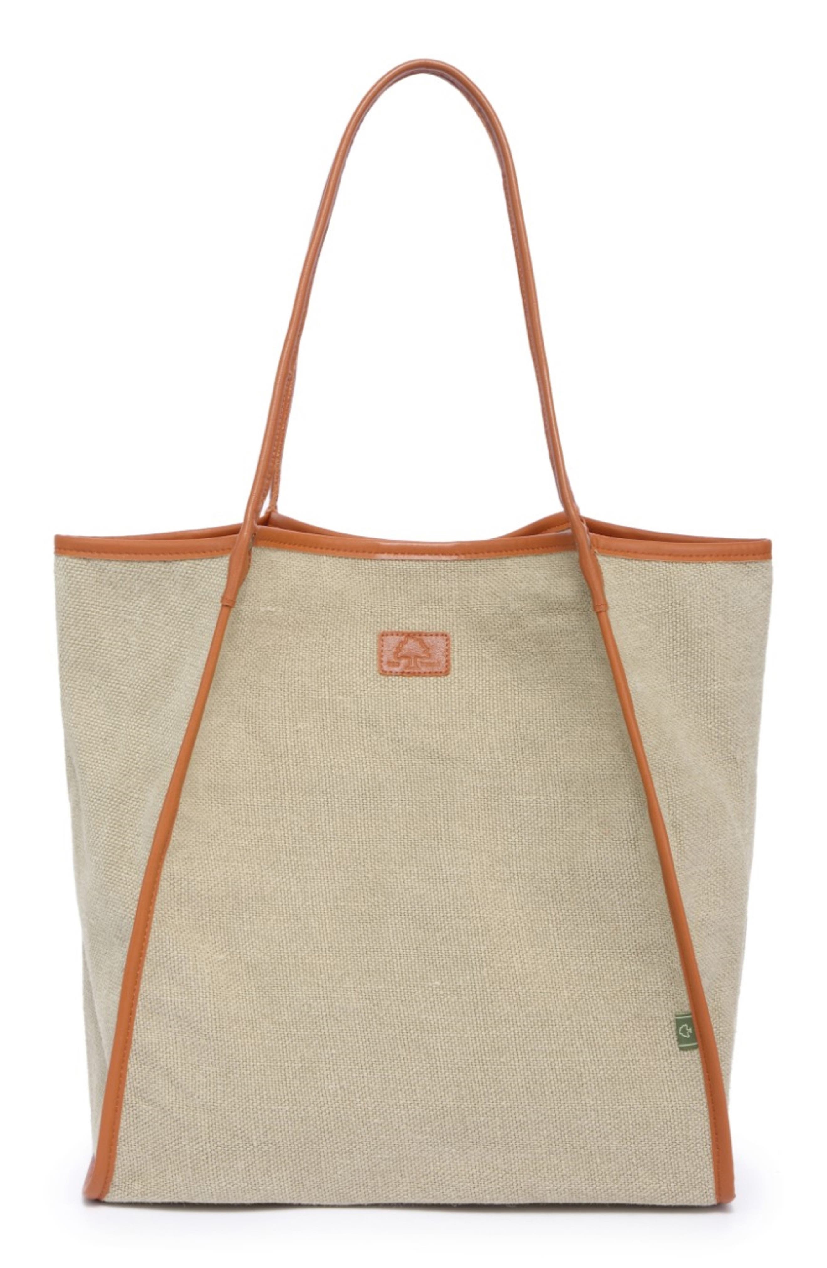 Pine Hill Leather Trim Canvas Tote, Main, color, IVORY