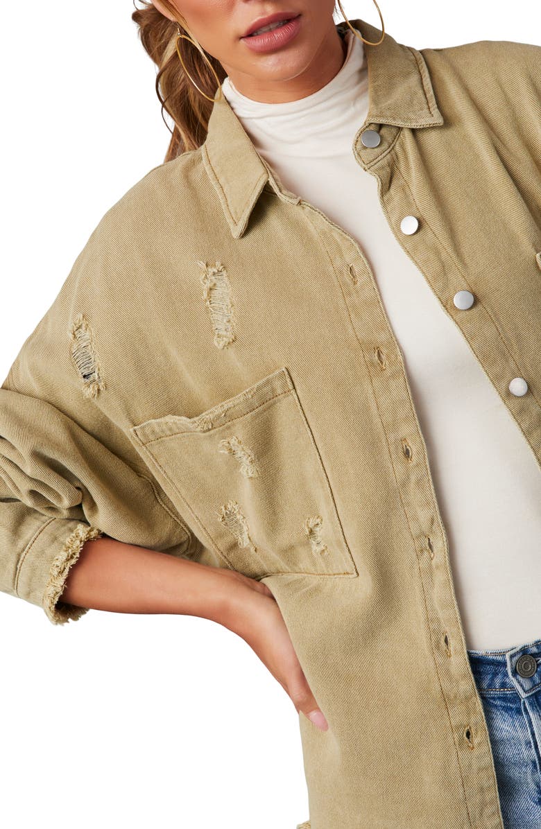 VICI Collection Thinking Out Loud Distressed Denim Shirt Jacket, Alternate, color, 