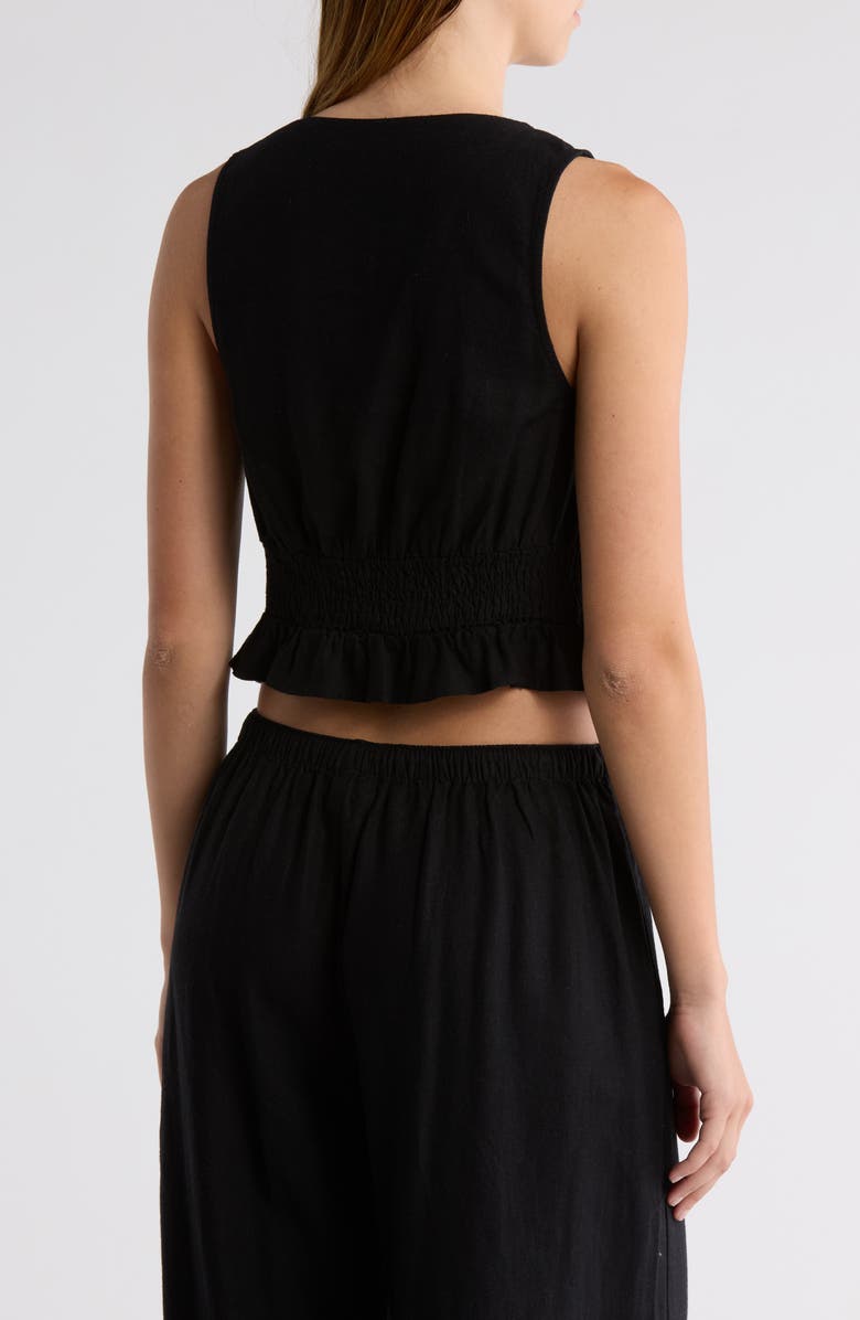 Abound Linen Button Front Vest, Alternate, color, Black