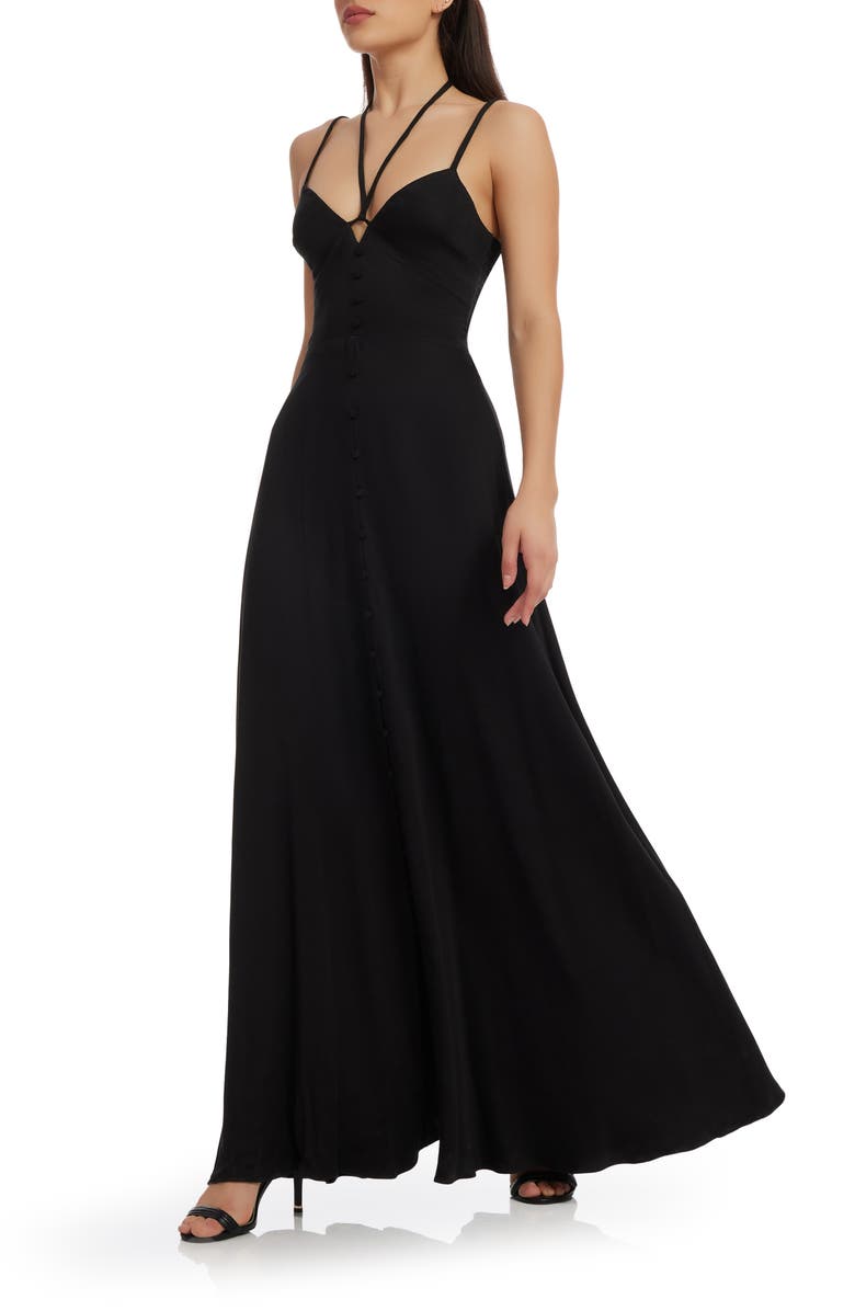 Dress the Population Mia A-Line Maxi Dress, Alternate, color, Black