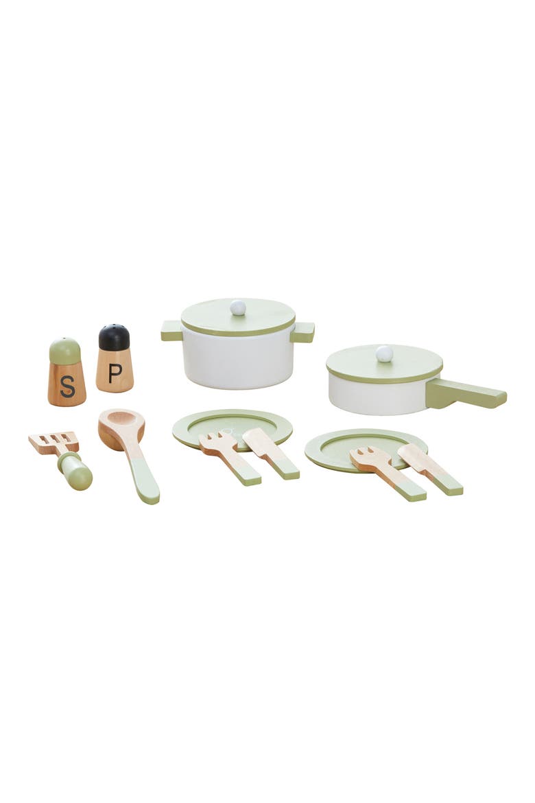 Little Chef Frankfurt 14-Piece Wood Cookware Playset, Alternate, color, GREEN