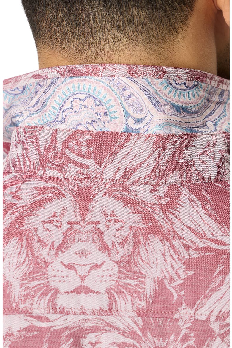 Dubois Printed Cotton Shirt, Alternate, color, PINK
