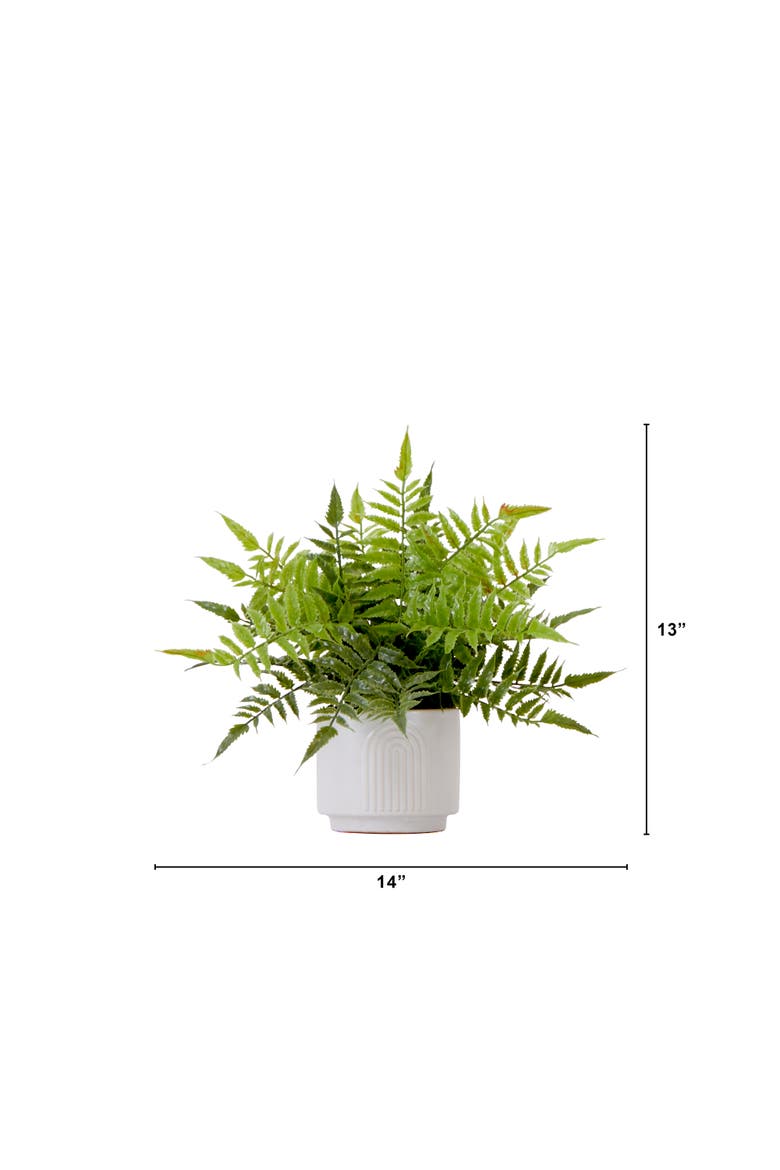 13-in Artificial Boston Fern Plant with Decorative Planter, Alternate, color, Green